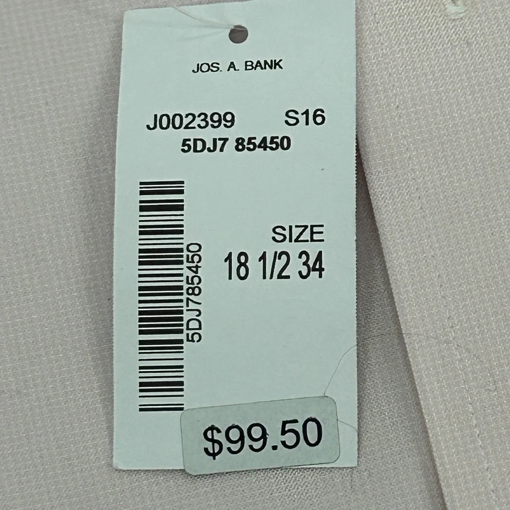 Jos. A. Bank Traveler Dress Shirt Mens 18.5 34 Light Pink No Wrinkle Cotton NEW